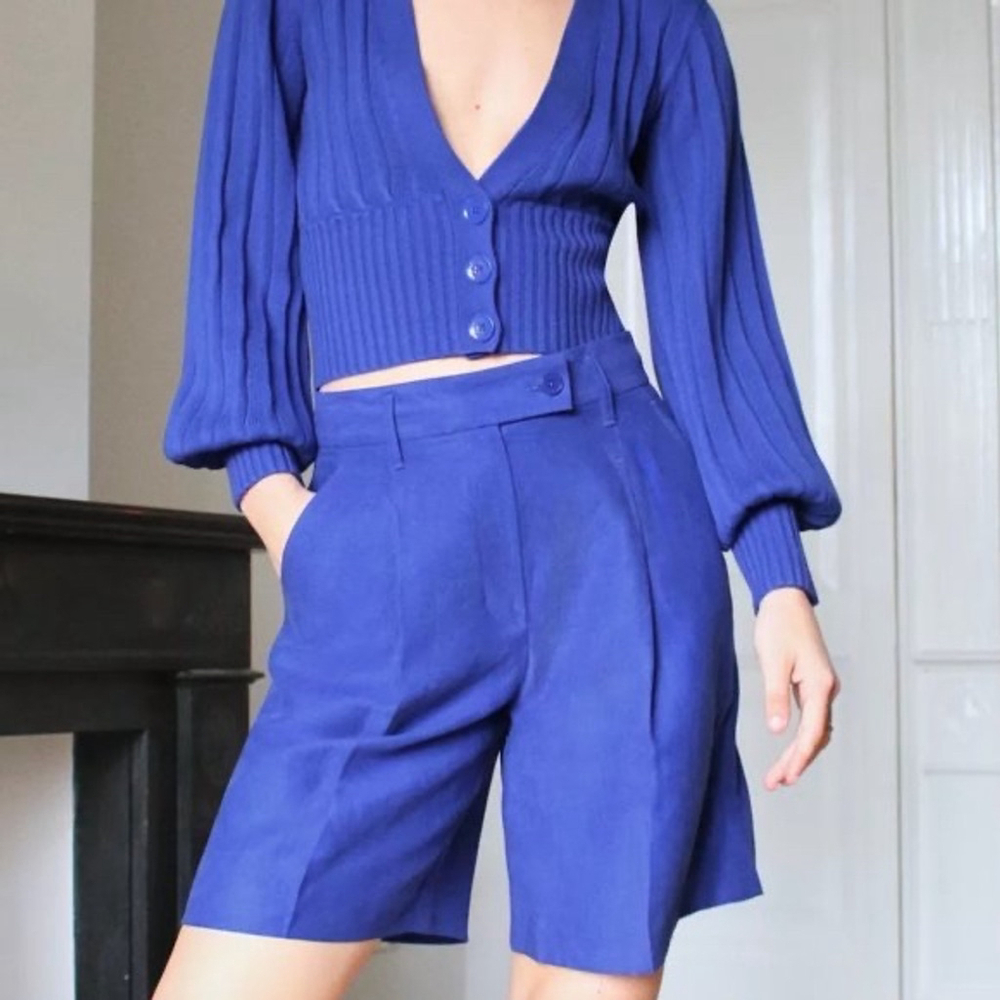 Aritzia Wilfred Effortless Linen Lyocell Shorts Cobalt Blue Size 0